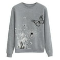 thumbnail image 4 of Fiaer,Women's Crew Neck Sweatshirts Loose Fit Dandelion Animal Printed Plus Size Pullover Long Sleeve Casual Trendy No Hooded Hoodies Grey L, 4 of 5