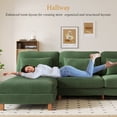 thumbnail image 3 of 101" Corduroy Armless Sectional Couch with Chaise, Oversized, Extra Deep Upholstered Seats,  Solid Wood Frame, L-Shaped Sofa, Neche Futon Bed for Living Room, Green, 3 of 13