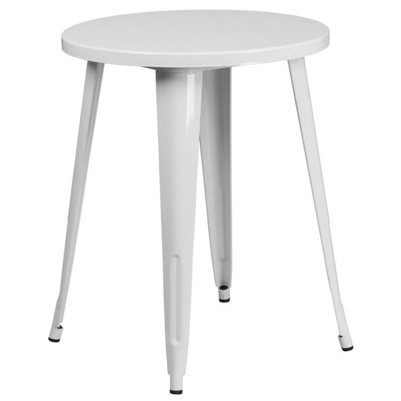 Bowery Hill 24" Round Metal Dining Table in White
