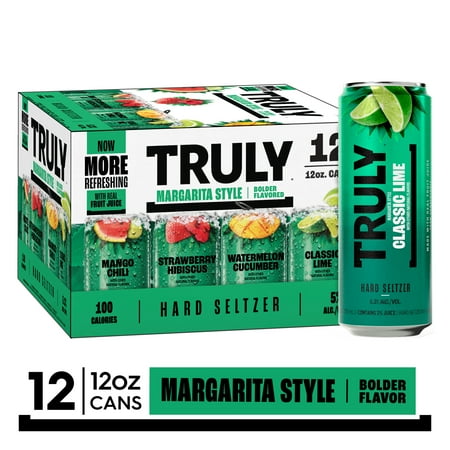 Truly Hard Seltzer Margarita Style Variety Pack, 12 Pack, 12 fl. oz. Cans, 5.3% ABV
