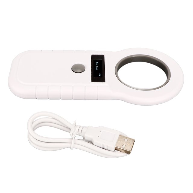 Lector RFID de Mano 134,2 Khz 125 Khz Lector de Etiquetas de escáner de Microchip Animal portátil para ISO 11784 11785 FDX-B EMID Blanco