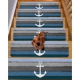 thumbnail image 2 of Blue Nautical Anchor Stair Treads for Wooden Steps Indoor Runner Rug Carpet, Rustic Distressed Wood Grain 4 Pieces Peel and Stick Staircase Step Treads Covers Washable Throw Door Mats, 30"x8", 2 of 6
