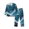 thumbnail image 1 of Balery Ice Blue Ocean Cute Dolphin A Pijama para Hombre de Dos Piezas con Manga Larga, Conjunto de Dormir y Descanso Suave con Bolsillos-XX-Large, 1 of 7