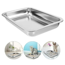 LOLIPPYY Metal Litter Box for Kittens Silver Stainless Steel Stable Base 1Pcs