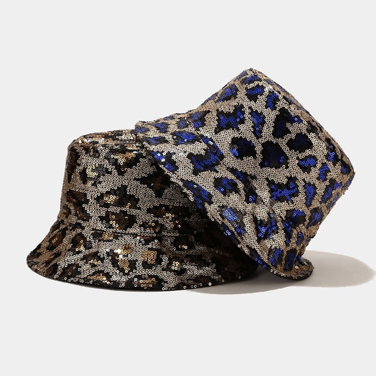 Unisex Polyester Bucket Hat Cheetah Sun Protection Foldable Casual Cap Black Leopard Bucket Cap Hat, Grey Animal Print Cheetah  main image 4