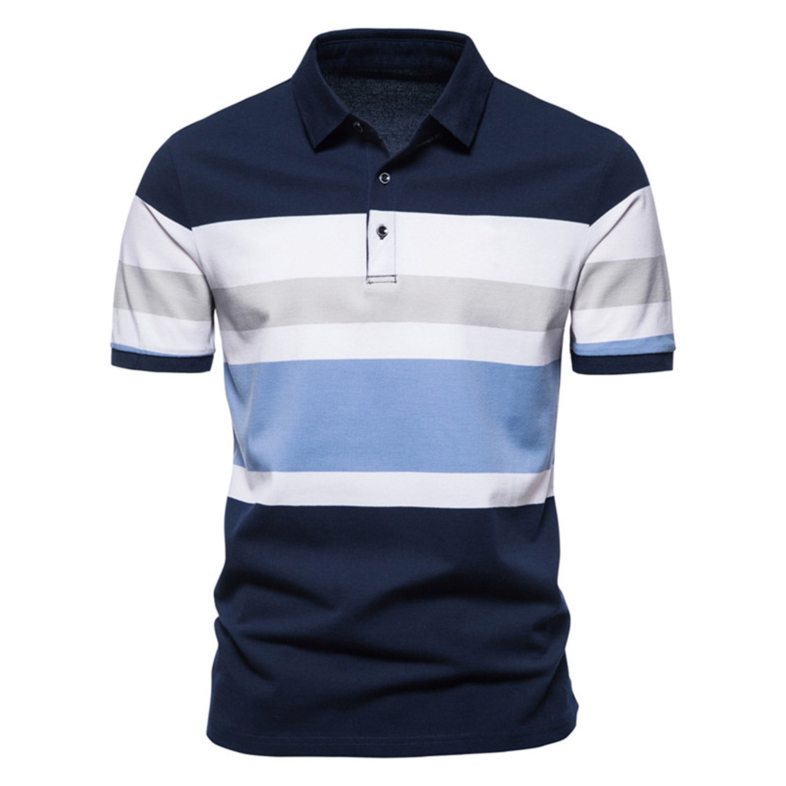 Striped Cotton Short Sleeve T-Shirt Fashion Lapel Polo Shirt Leisure Polo Shirt for Mens 