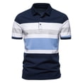 thumbnail image 2 of Outfmvch polo shirts for men Short Sleeved Summer Contrast T Shirt Striped Lapel womens tops Navy, 2 of 9