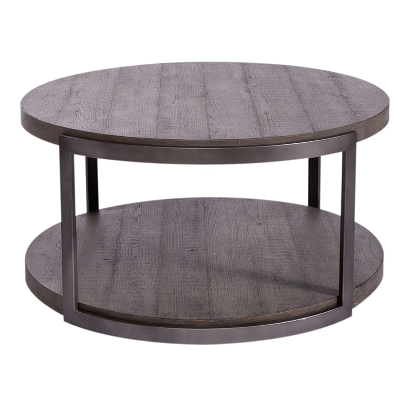 Bowery Hill Modern Wood Round Cocktail Table in Brown — free download