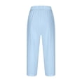 thumbnail image 6 of Women's Linen Pants 2025 High Waisted Straight Leg Loose Fit Casual Trousers with Side Slits & Pockets | Yubnlvae (Blue | S), 6 of 6