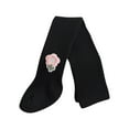 thumbnail image 2 of Sunvit-Panties Girls Cotton Full Length Tights - Black, Soft Stretchy Ribbed Legwear with Floral Appliqué for Kidss & Young Kids (1-8 Years),Size 6 T, 2 of 3