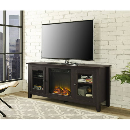 Traditional Wood Fireplace TV Stand for TVs up to 60quot;, Espresso  Walmart.com
