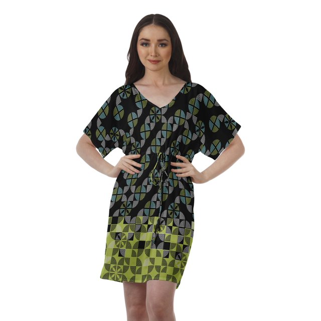 Moomaya Robes Modestes Femmes Robe Imprimée Shorts Femmes Col en V Tenue Décontractée