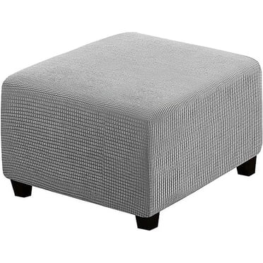 XmhyTop-A Super Stretch Soft Ottoman Cover with Elastic Band Footrest Sofa Slipcover Folding Storage Stool Furniture Protector for Square and Rectangle Ottoman ( Light Grey, Large)
