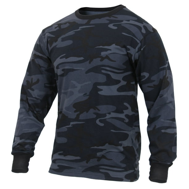 havik Humoristisch plannen Rothco Long Sleeve Colored Camo T-Shirt, Midnight Blue Camo, L - Walmart.com