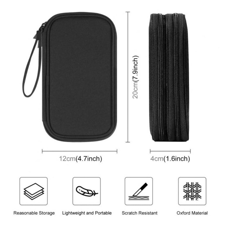 Lanola Travel Cable Organizer Bag, Electronic Accessories Case Portable Double Layer Cable Storage Bag for Cord, Phone, Charger, Flash Drive, Phone, SD