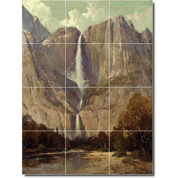 Ceramic Tile Mural-Thomas Hill Waterfalls 27. 12.75" w x 17" h using (12) 4.25 x 4.25 ceramic tiles