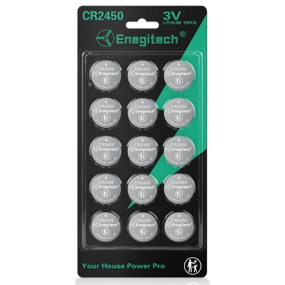 CR2450 Lithium Coin Battery, 3V Button Cell​​ for Hygrometers, Remote Controls, Electronic Scales, Car Key Fob, Small Electronic Devices(15 Pack)