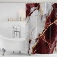 thumbnail image 4 of Marble Red Waterproof Fabric Shower Curtain,Modern Abstract Gold White Brick Stone Motif Waterproof Fabric Shower Curtain for Bathroom Curtains Bathtubs Shower Curtains with 12 Hooks Small 36x78in, 4 of 8