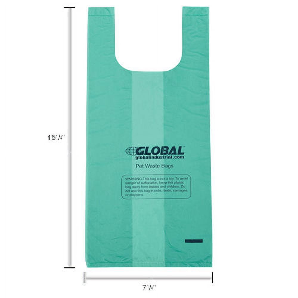 Global Industrial Pet Waste Plastic Bags With Tie-Handles Green 400 Bags/Roll