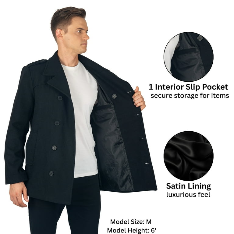 Alpine Swiss Jake Men's Pea Coat, Wool Blend, Double Breasted