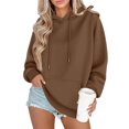 thumbnail image 2 of HAJWOH Womens Hoodies Casual Long Sleeve Drawstring Pullover Oversized Sweatshirt Lightweight Hooded Tops Winter Clothes, 2 of 6