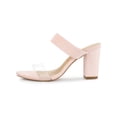 thumbnail image 7 of BLISSFUL STEP Women's Dual Clear Strap Block Heels Mules Slides Sandals Pink 10, 7 of 7