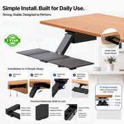 Uncaged Ergonomics KT2 Adjustable Under-Desk Keyboard Tray with Mouse Pad for Standing Desks, Black