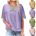 thumbnail image 1 of Chemises en Coton et Lin pour Femmes Grande Taille Couleur Unie Manches Courtes Col Rond T-Shirt Haut en Lin Grande Chemise Verte, 1 of 8