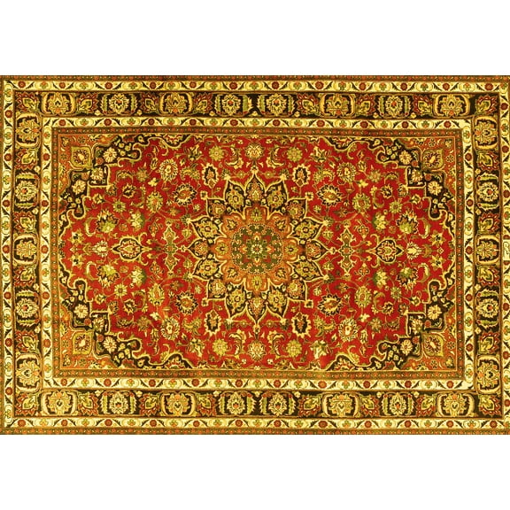 Ahgly Company Indoor Rectangle Persian Yellow Traditional Area Rugs, 5' x 7'
