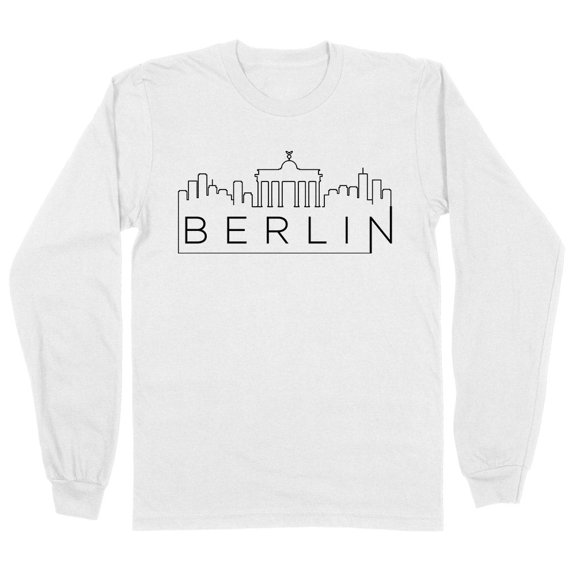 Skyline Berlin Germany Long Sleeve Shirt Unisex Large White