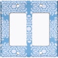 thumbnail image 2 of Metal Light Switch Plate Outlet Cover (Damask Snow Flake Teal Pattern - Double Rocker), 2 of 2