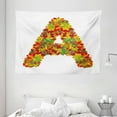 thumbnail image 1 of Letter A Tapestry, Autumn Themed Leaves Vivid Color Palette Fall Season Alphabet A Sign, Wall Hanging for Bedroom Living Room Dorm Decor, 80W X 60L Inches, Vermilion Yellow Green, by Ambesonne, 1 of 2