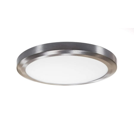 

CORAMDEO 13 Inch LED Decorative Low Profile Flush Mount Ceiling Fixture Color Temp Select Switch Built in LED gives 100W of Light from 15W of power 1050 Lumen Dimmable Nickel (C022-93050LED-PNK)