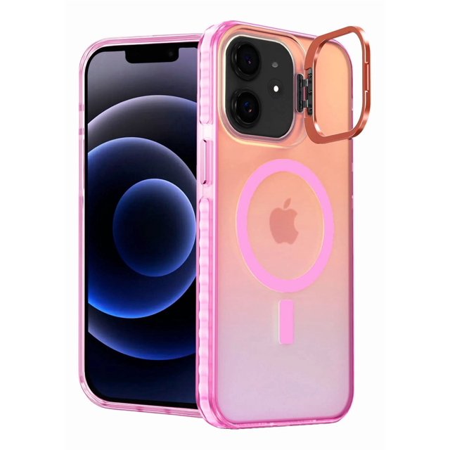 Funda Case Carcasa Tornasol Color Rosa Con Soporte Premium Para iPhone 12 / 12 PRO Compatible Con Magsafe
