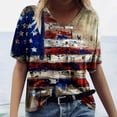 thumbnail image 2 of Black_Friday/Cyber and Monday Deals Xihbxyly Womens Plus Size Tops Summer Short Sleeve T-Shirt Casual Loose V Neck Tee Shirts July 4 Shirts for Women Independence Day Tops # Clearance Deals #3, 2 of 5