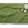 thumbnail image 2 of Soimoi Green polyester Crepe Fabric Floral & Stripe Printed Craft Fabric 1 Yard 42 Inch Wide, 2 of 3