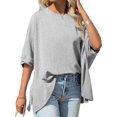 thumbnail image 2 of Summer Short Sleeve Oversize Solid Color T Shirt Women Loose Tops, 2 of 6