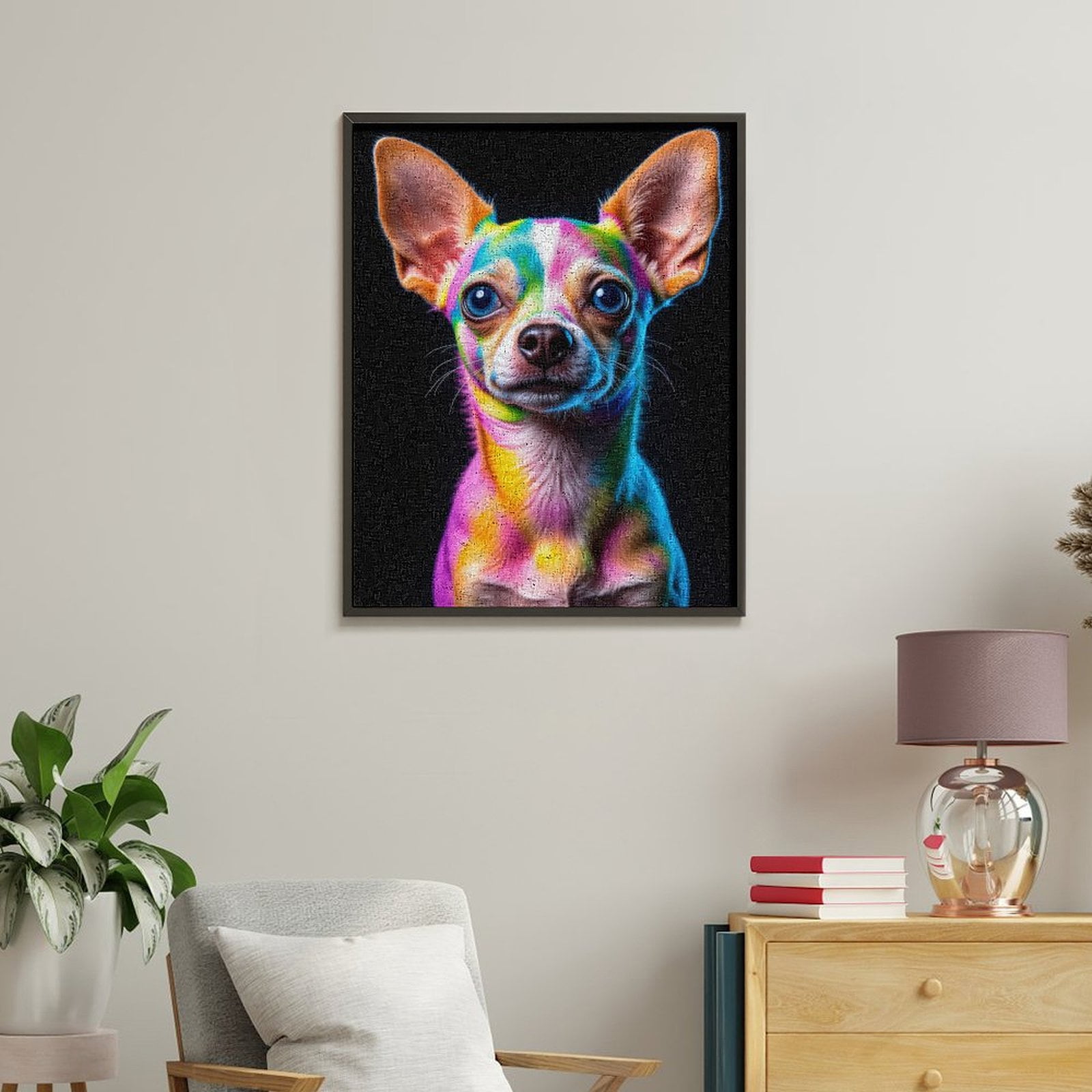 Paint By Numbers Kit for Adults Beginner - DIY Colorful Chihuahua Portrait Art Canvas Painting Kits for Adults, Frameless Paint By Number for Adults for Home Wall Decor 16x20 Inch