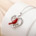 thumbnail image 5 of Cardinal Heart Pendant Necklace Delicate Bird Necklace, 5 of 6