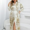 thumbnail image 6 of WTOBBY Curvy Robe for Women Plus Size 3X-6X Flowy Long Sleeve Belted Kimono Soft Loungewear Sexy Cover Up Comfy Home Nightwear,White 5XL, 6 of 7