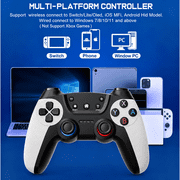 Wireless Pro Controller Compatible with Switch/OLED/Lite/PC/IOS/Android,Dual Vibration Joystick Control,Programmable Turbo 6-axis Gyro Function,White