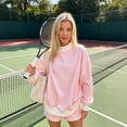 thumbnail image 4 of Women Oversized Mockneck Sweatshirt Striped Mock Neck Long Sleeve Pullover Shirt Fall Winter Lounge Tops S, 4 of 5