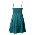 thumbnail image 5 of Qwertyu Sundresses for Women Smocked Spaghetti Strap Square Neck Mini Babydoll Dress Casual Summer Flowy Tiered Ruffle Dress Green S, 5 of 7