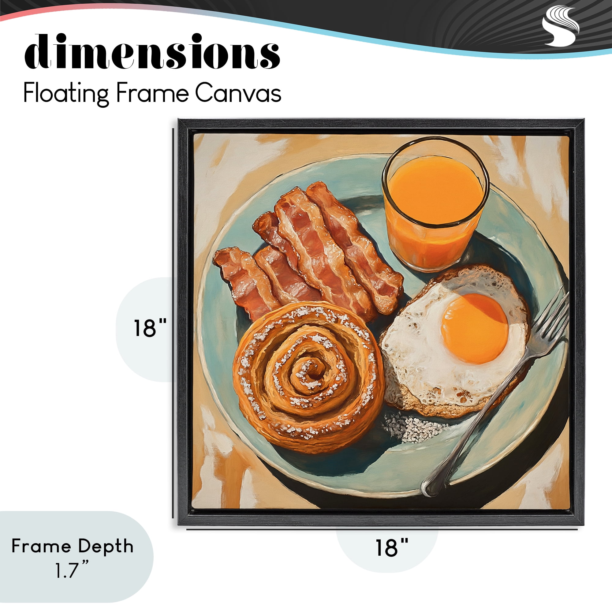 Stupell Industries Cinnamon Roll Breakfast Black Framed Floater Canvas Wall Art, design by Tina LeCour