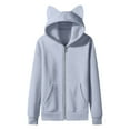 thumbnail image 7 of Kilaqueen Full Zip Up Hoodies for Kids Trendy Cute Cat Ear Hoodie Jackets Boys Girls Long Sleeve Casual Sports Plain Zipper Hooded Outwear Fall Outfits, 7 of 7