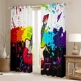 thumbnail image 2 of Music Theme 30%-50% Blackout Curtains Rainbow Tie Dye Curtains & Drapes, Electric Guitar Curtains Hippie Hip Hop Black Out Curtains, Colorful Splash Graffiti Window Drapes Aesthetic Decor, 2 of 6