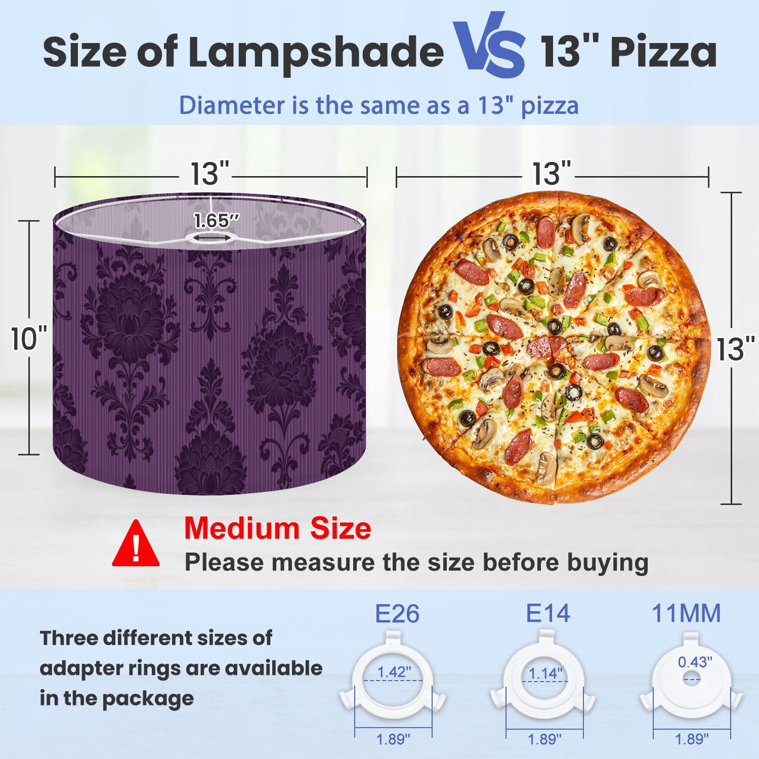 Gothic Linen Drum Lampshades Elegant Purple Damask Floral Vintage Baroque Style 13"x13"x10" Light Shade for Table Lamps Floor Lamp Shades Lampshade Replacement Assembly Required