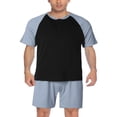 thumbnail image 2 of 2 Pcs Mens Summer Pajamas Sets Stylish Contrast Color Short-sleeved Tops and Solid Color Shorts Home Clothes, 2 of 6