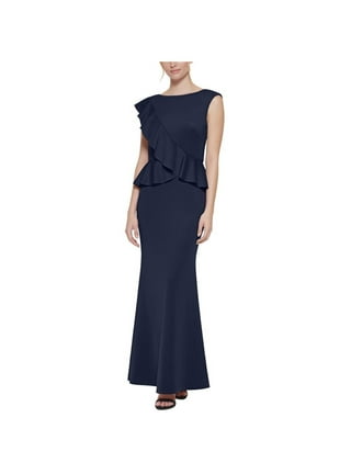 Jessica Howard Sequined Ruched Asymmetrical Gown in Blue