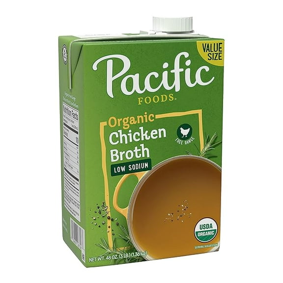 (Pack of 8), Pacific Foods Low Sodium Organic Chicken Broth, 48 oz